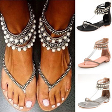 Women Sandals Gladiator Leather Sandal pearl Sandals Summer Shoes