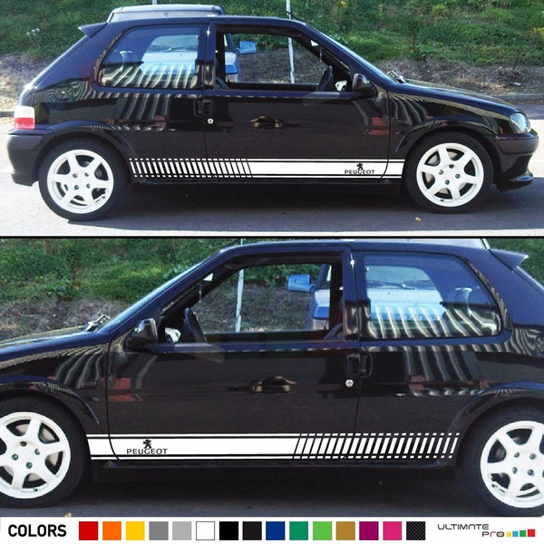 2Pcs Decal Sticker Stripes Body Kit For PEUGEOT 106 Rallye Exhaust