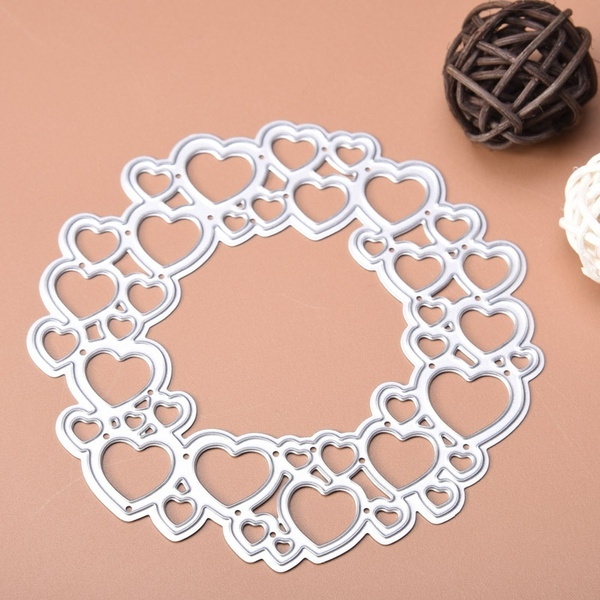 wiFndTu Circle Love Heart Metal Cutting Dies for Card Making Embossing Stencil Die DIY Scrapbooking Photo Templates for Album Embossing Paper Cards Decorative Craft for All Kinds of Festival Silver 