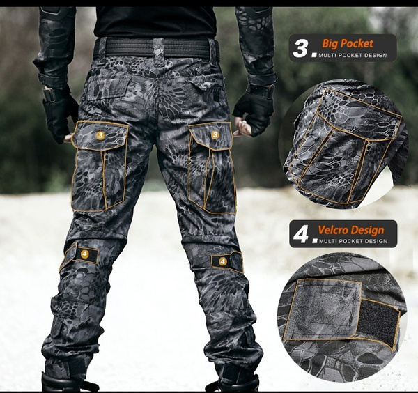 Men's Camouflage Military Combat Army Cargo Pocket Pants Loose Tactical Trousers 