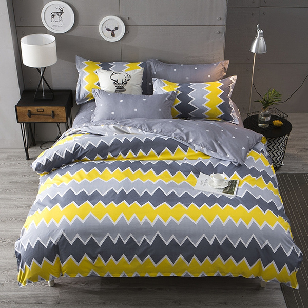 yellow and grey quilt cover set