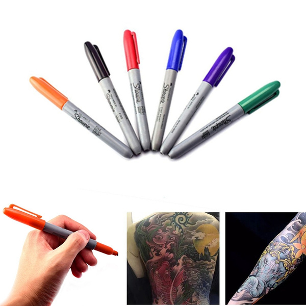 Anself Tattoo Pen 6 Colors Waterproof Abs Tattoo Transfer Skin Marker  Colorful Permanent Pen : Amazon.in: Office Products