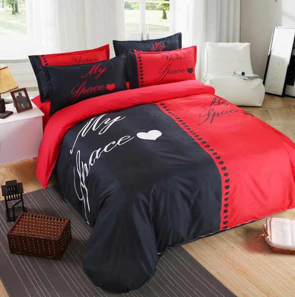 red and black duvet