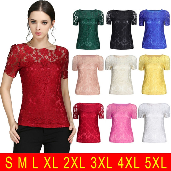 ladies short sleeve lace tops