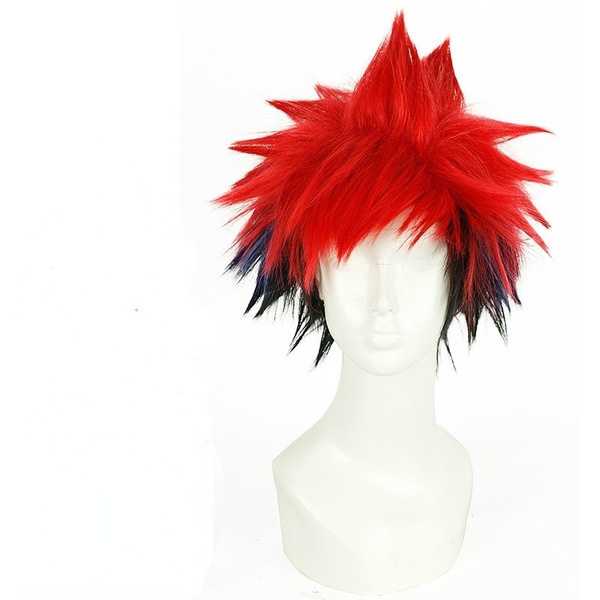 Anime Shokugeki No Soma Yukihira Souma Cosplay Wig 25cm Short Straight Mixed Red Black Blue Hair Wish