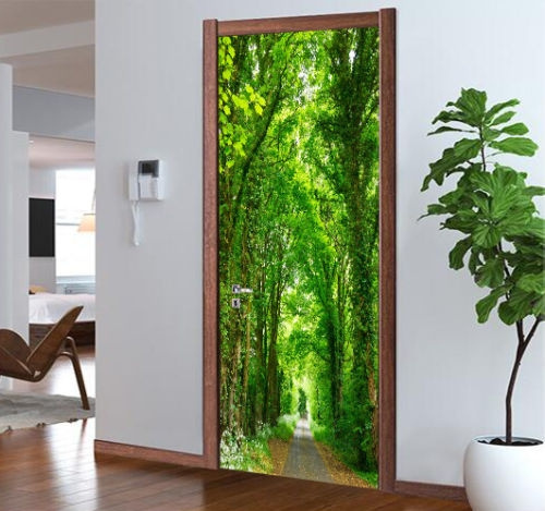 3D Forest Road Door Wall Mural Photo Wall Sticker Decal Wall WALLPAPER ...