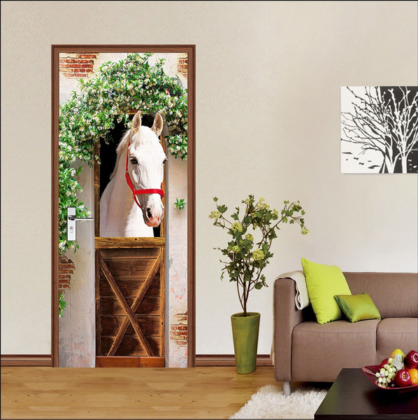 Details about / 3D Stables horses Garage Door Murals Wall Print Decal Wall Deco AJ WALLPAPER UK