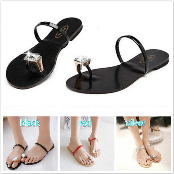 Rhinestone toe hot sale ring sandals