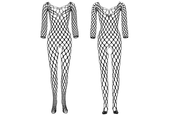 BLACK Crotchless FishNet Body stocking 