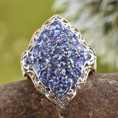 3.28CT Blue Tanzanite Gemstone Engagement Ring Wedding Bridal Set 925 Sterling Silver  Gifts Jewelry