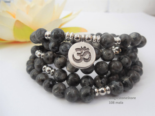 black bracelet, Gray, 3dnecklace, 108malabead