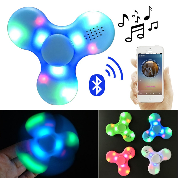 Fidget Hand Spinner LED Light Bluetooth Speaker White