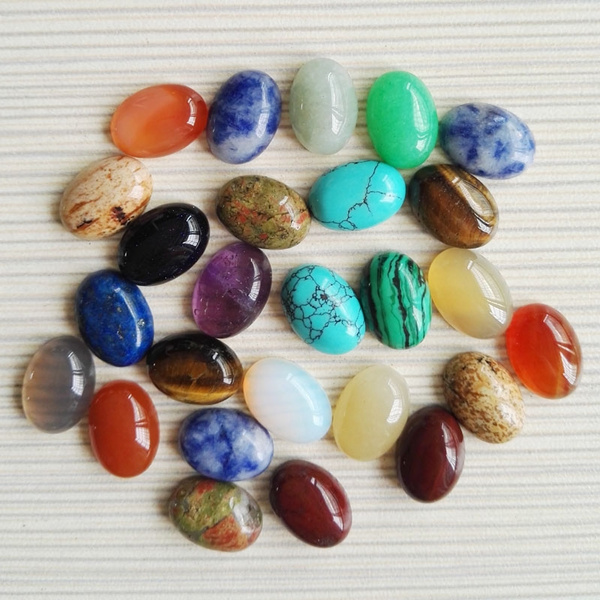 Wholesale 50pcs/lot natural gemstone mixed Oval CAB CABOCHON stone beads 10x14mm 
