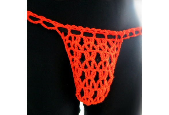 Orange Mens Thong Crochet Thong Erotic Lingerie Sexy Lingerie Sexy