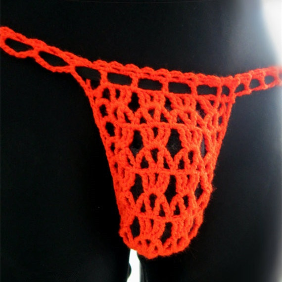 Orange Mens Thong Crochet Thong Erotic Lingerie Sexy Lingerie Sexy Crochet Sexy Underwear Men See Through Lingerie Crochet Thong Men Sexy