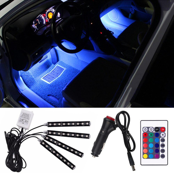 4Pcs 12V Car RGB LED DRL Light 5050SMD Car Auto Remote Control