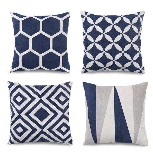 navy patterned cushions