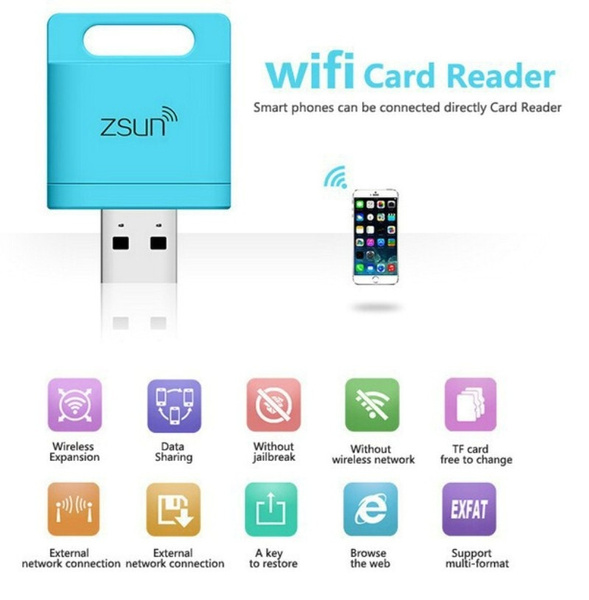 Wifi Card Reader Micro-SD TF Card Reader USB 2.0 Flash Driver For.