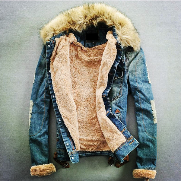 Jean jacket for men hotsell with fur