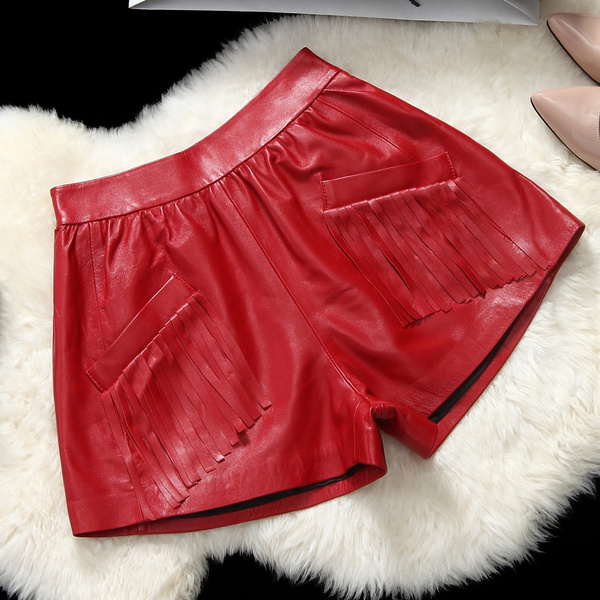 leather wide leg shorts 