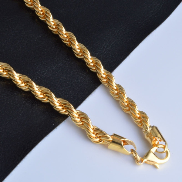 3MM Unisex Fashion Italia 18K Gold Filled Necklace Soft Twist Rope