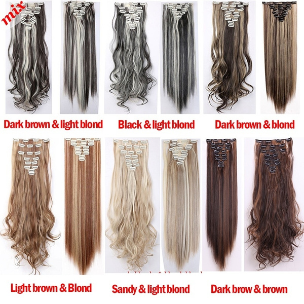 Mix Color Blended Perfect Hair Extensions Clip In Hair Extension Full Head  Soft | Wish
