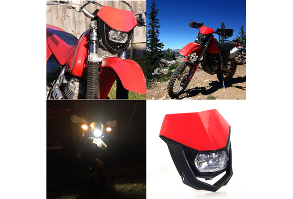 Red Dirt Bike Headlight H4 Head Lamp Dual Sport for Honda XR 250