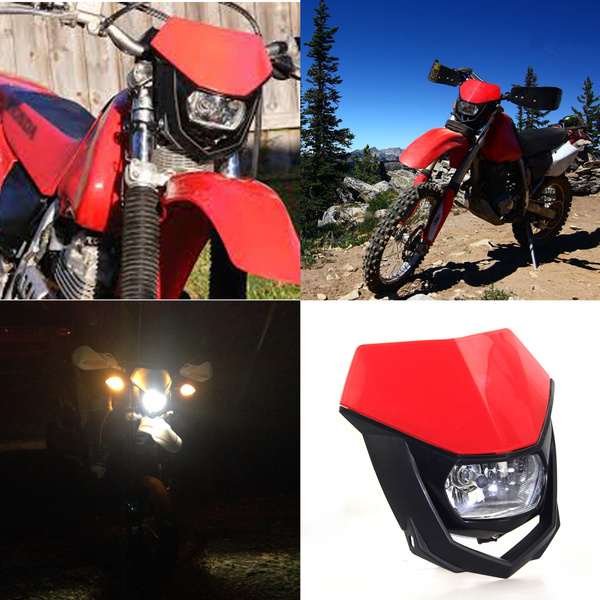 Red Dirt Bike Headlight H4 Head Lamp Dual Sport for Honda XR 250