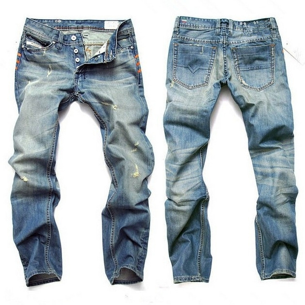 Men Jeans Fashion Designer Denim Blue Pants for Male AD Men's Trousers ...