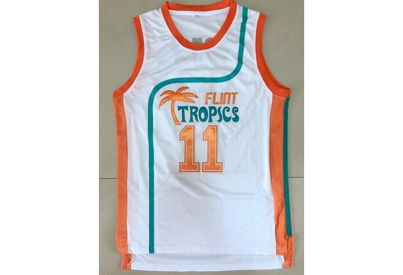 Flint Tropics Semi Pro Movie Throwback Basketball Jersey #11 Ed Monix Green  White Best Stitched Quality Jersey