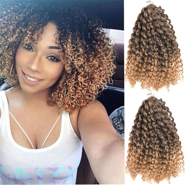 Synthetic Afro Kinky Twist Crochet Braids Bohemian Curly Braiding Hair  Extension Ombre Marley Crochet Hair 8 12  braids for