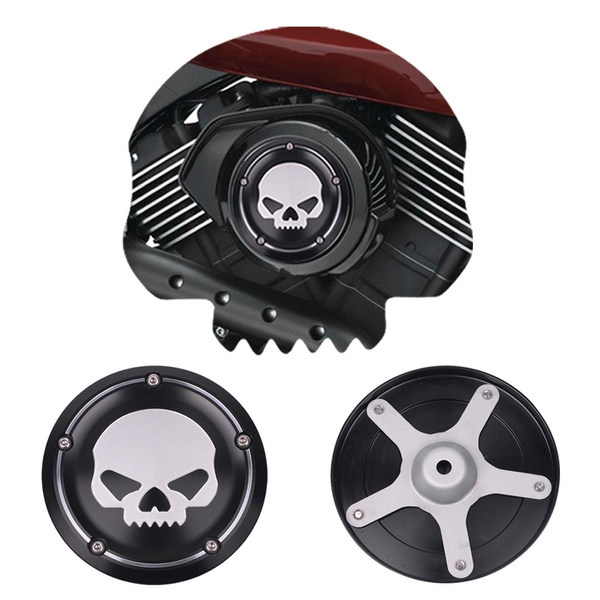 Frenshion Skull Cover Air Filter Black Motorcycle Deep Cut CNC Cover Aluminum Decorative Accessories For Harley Street XG500 750 2015 2016 
