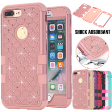 For iPhone 7 7 Plus Case Hybrid Heavy Duty Shockproof Diamond Studded Bling Rhinestone High Impact Rubber Dual layer Protection Case Cover for Apple iPhone 8/8 Plus/6/6s/6 Plus/6s Plus/5s/SE/5C iPhone X /Samsung Galaxy S9/S9 Plus/Samsung Note 8 Cover
