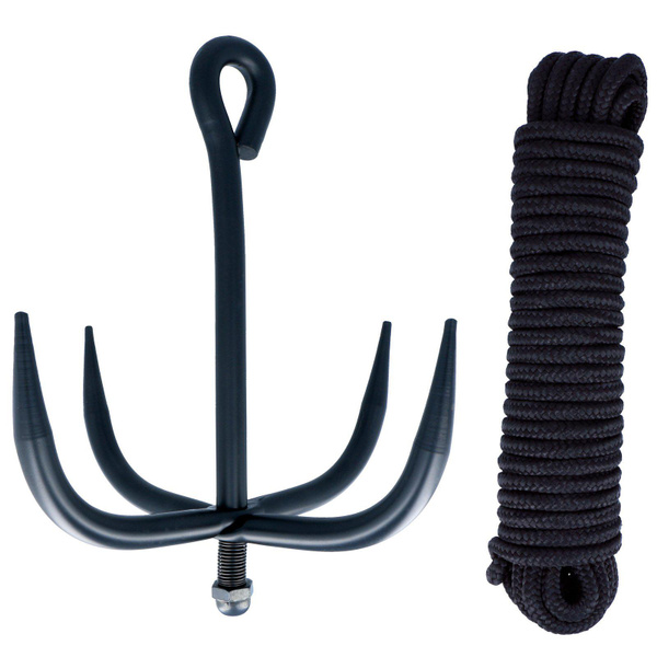 ASR Outdoor Ninja Grappling Hook with 33 Feet Nylon Rope Compact Black  Finish