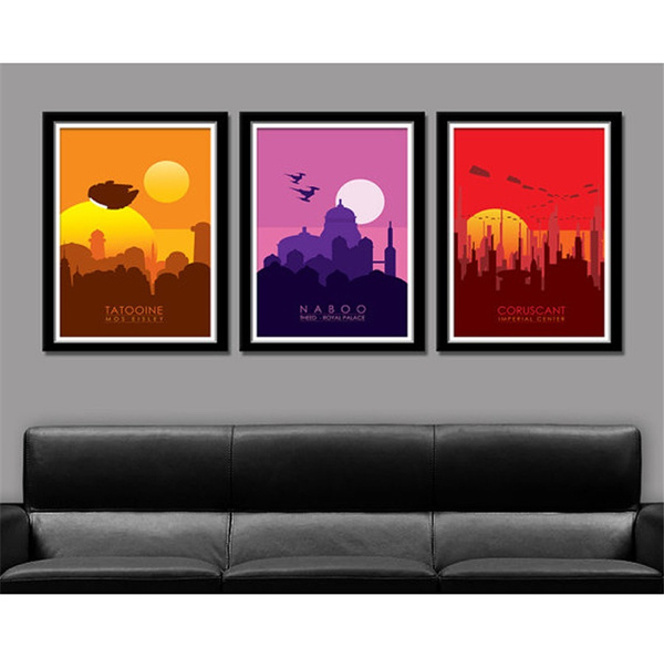 Force Inspired Star Wars Skyline Series,3 Pieces HD Canvas Print Decor Art Painting/Unframed | Wish