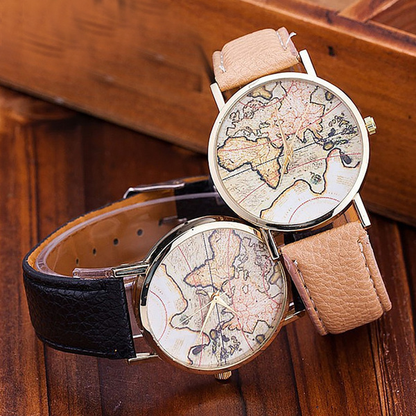 world map wrist watch