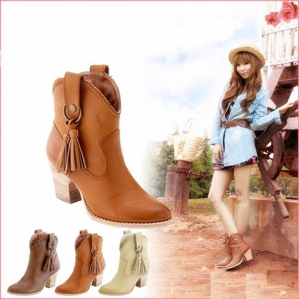 Gx-yx-170630-64 New Autumn Winter Tassel Ankle Boots Fashion Sexy Women  Cowboy Leather Boots Woman Cowgirl Shoes Plus Size 34-43 | Wish