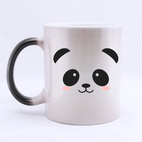panda mugs(2 sides printed) coffee mug Heat Sensitive mugs cute kawaii cup  cold hot heat changing color magic mug tea cups