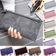 Fashion Vintage Women Card Phone Storage Bag Long PU Leather Wallet Purse Zipper Handbag
