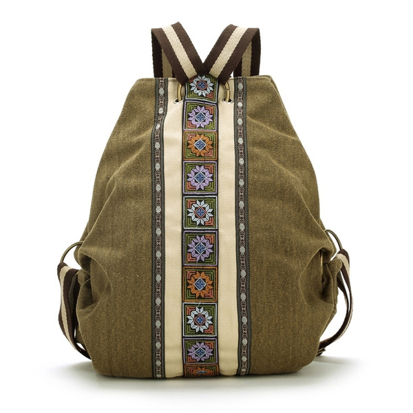 High Quality Vintage Ethnic Canvas Backpacks for Women Embroidered