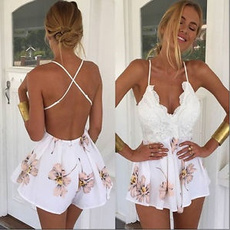 Deep V-Neck, party, Women Rompers, Shorts
