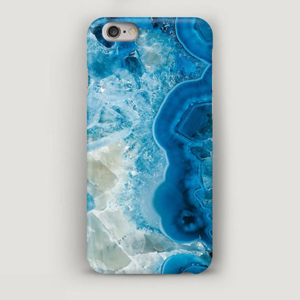 Blue Geode iPhone 7 Plus Case Stone iPhone 5S Case Marble iPhone SE Case Cell Phone Case Apple Case Blue Case for iPhone 7 6S Cases