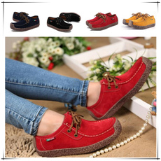 2018 Fashion Casual Lady Handmade Suede Loafers  Women  Slip on Flats Genuine Leather Shoes  (Size US 5-10.5/EU 35-42 )