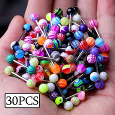 30Pcs Rainbow Color Mixed Tongue Ring Tounge Different BARBELL BAR BODY