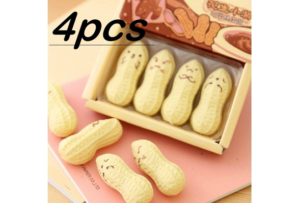 6PCS Cute Kawaii Peanut Rubber Eraser Lovely Cartoon Stationery for Kid Children 