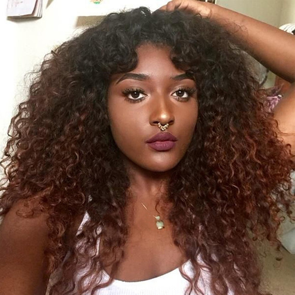 Lace Front Wigs Unprocessed Brazilian Human Hair Curly Fashion Ombre 2 Tone #1B/#30 Color Wigs With Baby Hair Kinky Curly Lace Front Wig For Women 130 Density (Middle Part Style) | Wish Lace Front Wigs Unprocessed Brazilian Human Hair Curly Fashion Ombre 2 Tone #1B/#30 Color Wigs With Baby Hair Kinky Curly Lace Front Wig For Women 130 Density (Middle Part Style) | Wish