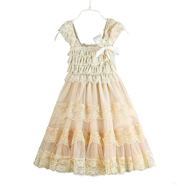 Burlap Lace Flower Girl Dress