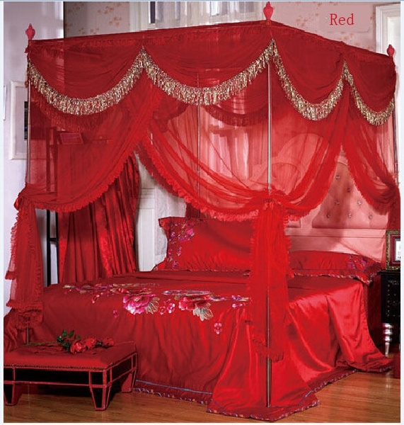 Red Princess Hight Qc 4 Post Bed, Canopy Bed Curtains Queen