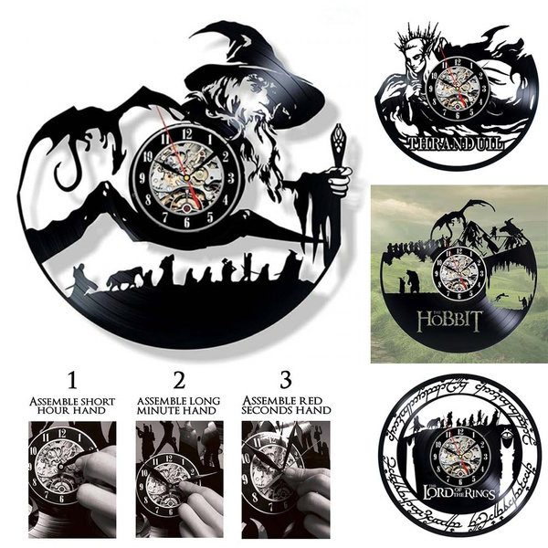 The Hobbit Trilogy Lord of the Rings Vinyl Record Wall Clock Home Decor Gifts 