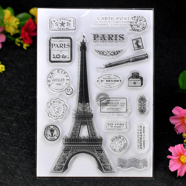 Carte Postale Paris Eiffel Tower Scrapbook Diy Photo Cards Account Rubber Stamp Clear Stamp Transparent Stamp 11x16cm Wish